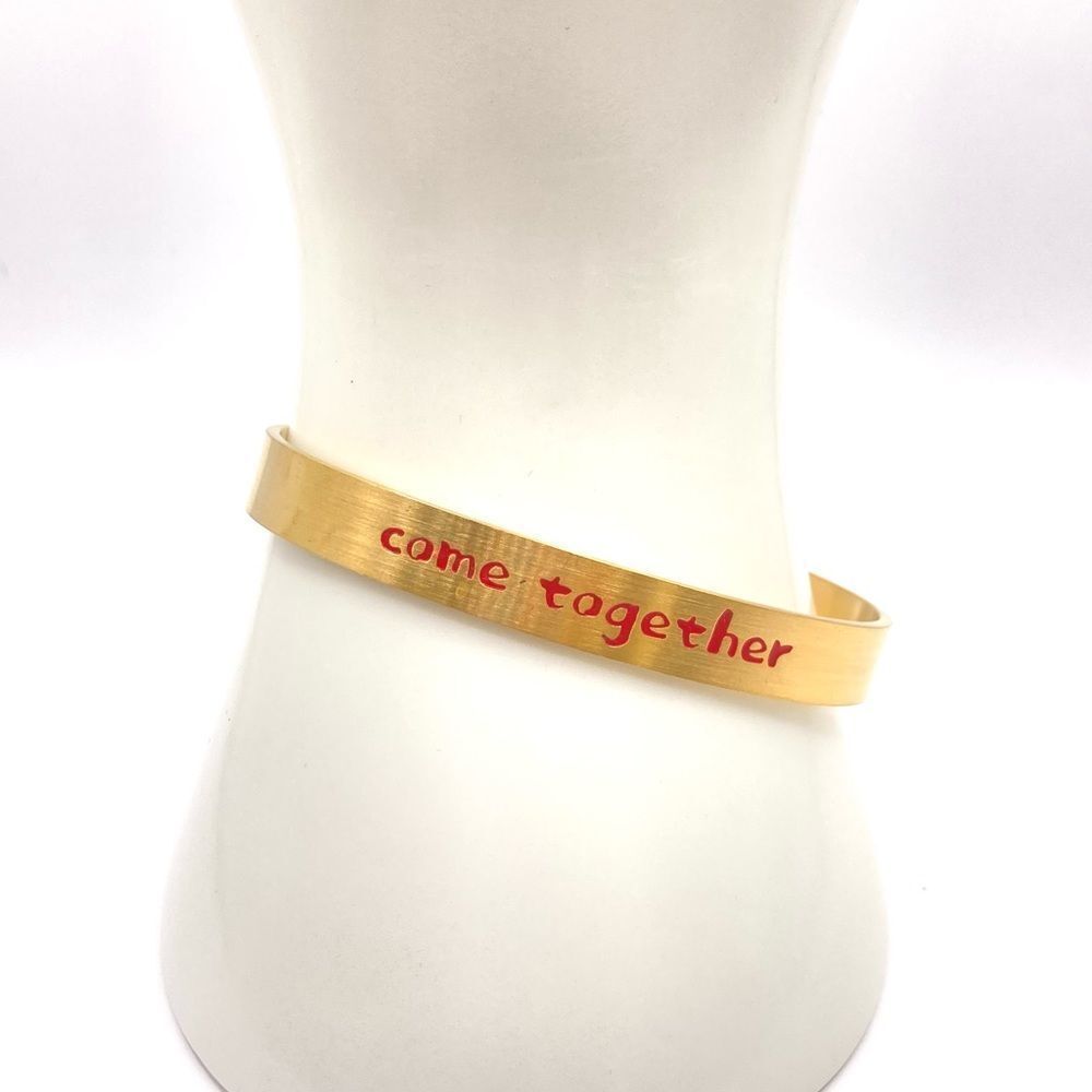 Minimalist gold come together message cuff bracelet